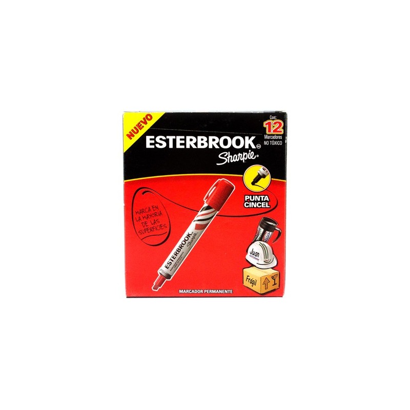 MARCADOR PERMANENTE ESTERBROOK ROJO CON 12 PZAS 