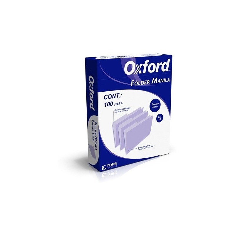 FOLDER MANILA OXFORD TAMAÑO CARTA COLOR CREMA CAJA CON 100 PIEZAS 