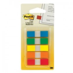 Post-it® Banderitas Adhesivas Colores Primarios 683-5CF .47x1.7in con 5 blocks, 20 banderitas cada block