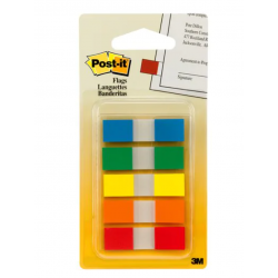 Post-it® Banderitas Adhesivas Colores Primarios 683-5CF .47x1.7in con 5 blocks, 20 banderitas cada block