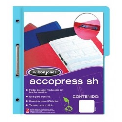 FOLDER ACCOPRESS AZUL CLARO CON BROCHE 8 CM MEDIA CEJA T/CARTA C-/10 PZAS 